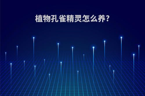 植物孔雀精灵怎么养?