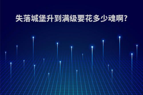 失落城堡升到满级要花多少魂啊?