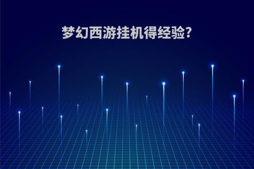梦幻西游挂机得经验?
