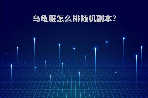 乌龟服怎么排随机副本?