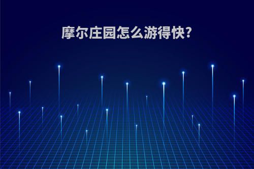 摩尔庄园怎么游得快?