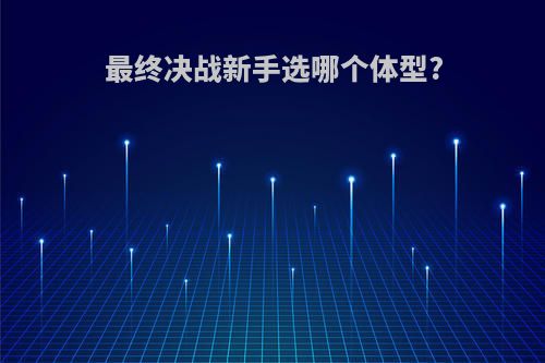 最终决战新手选哪个体型?