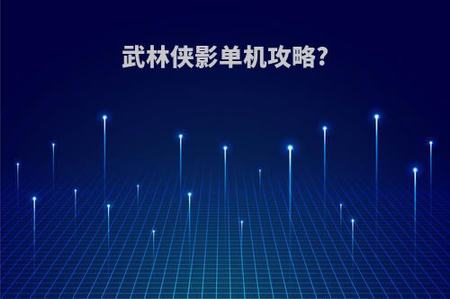 武林侠影单机攻略?