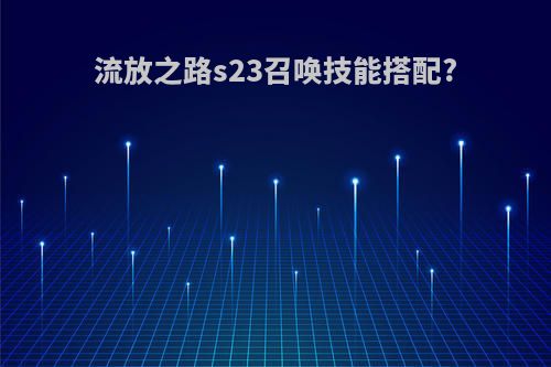 流放之路s23召唤技能搭配?
