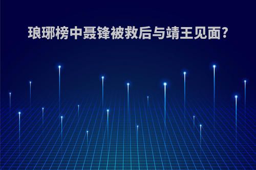 琅琊榜中聂锋被救后与靖王见面?