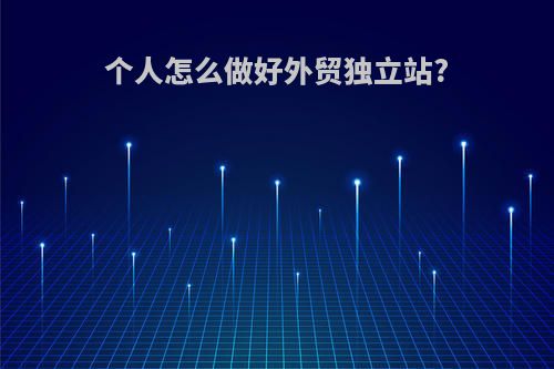 个人怎么做好外贸独立站?