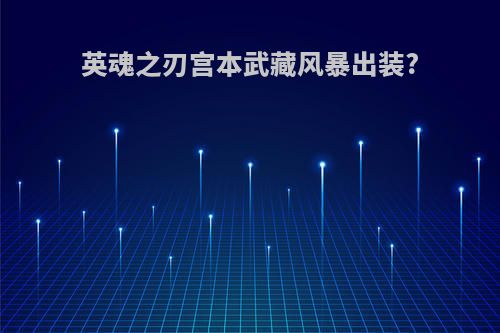 英魂之刃宫本武藏风暴出装?