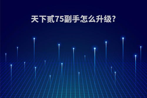 天下贰75副手怎么升级?