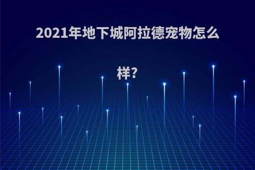 2021年地下城阿拉德宠物怎么样?
