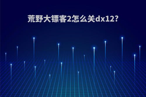 荒野大镖客2怎么关dx12?