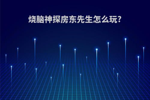 烧脑神探房东先生怎么玩?