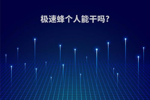 极速蜂个人能干吗?