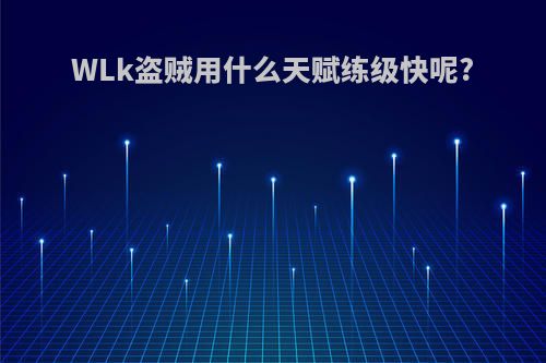WLk盗贼用什么天赋练级快呢?