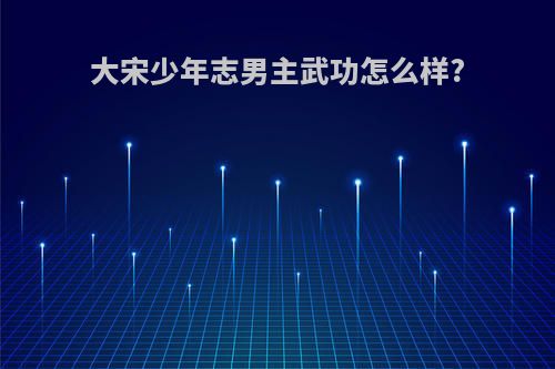 大宋少年志男主武功怎么样?