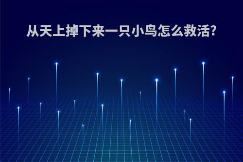 从天上掉下来一只小鸟怎么救活?