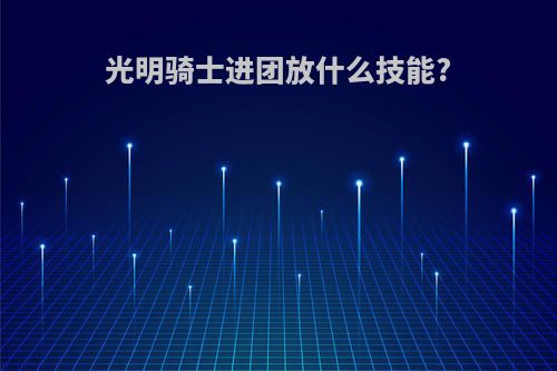 光明骑士进团放什么技能?
