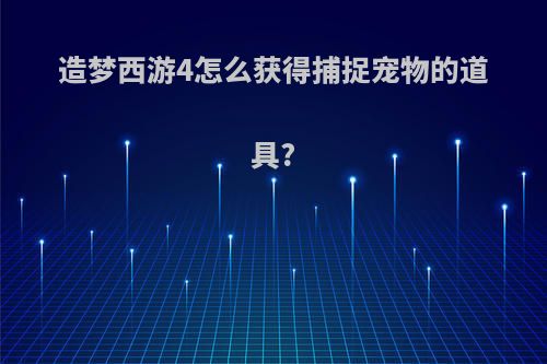 造梦西游4怎么获得捕捉宠物的道具?