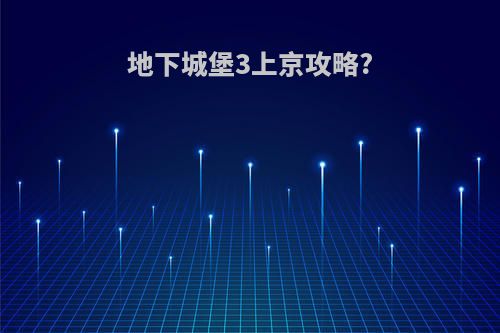 地下城堡3上京攻略?