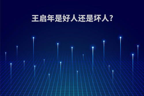 王启年是好人还是坏人?