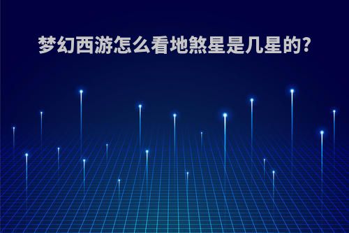 梦幻西游怎么看地煞星是几星的?