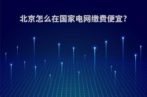 北京怎么在国家电网缴费便宜?