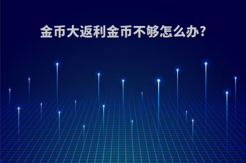 金币大返利金币不够怎么办?