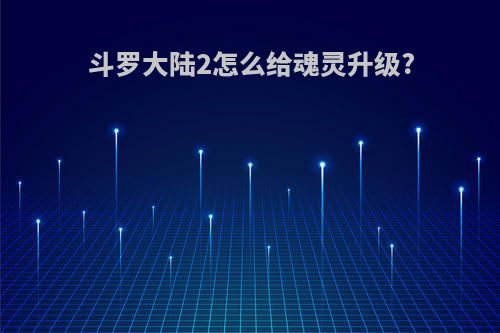 斗罗大陆2怎么给魂灵升级?