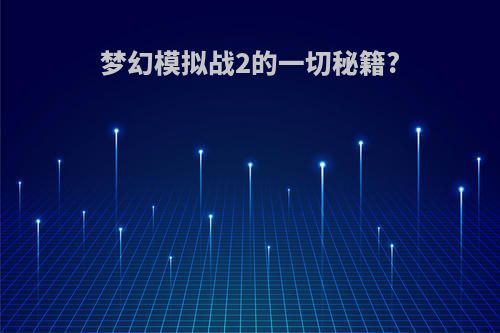 梦幻模拟战2的一切秘籍?