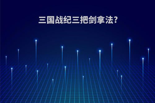 三国战纪三把剑拿法?