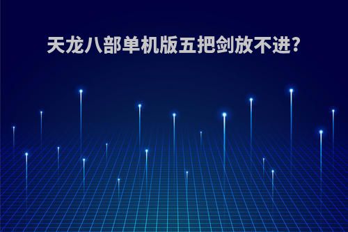 天龙八部单机版五把剑放不进?